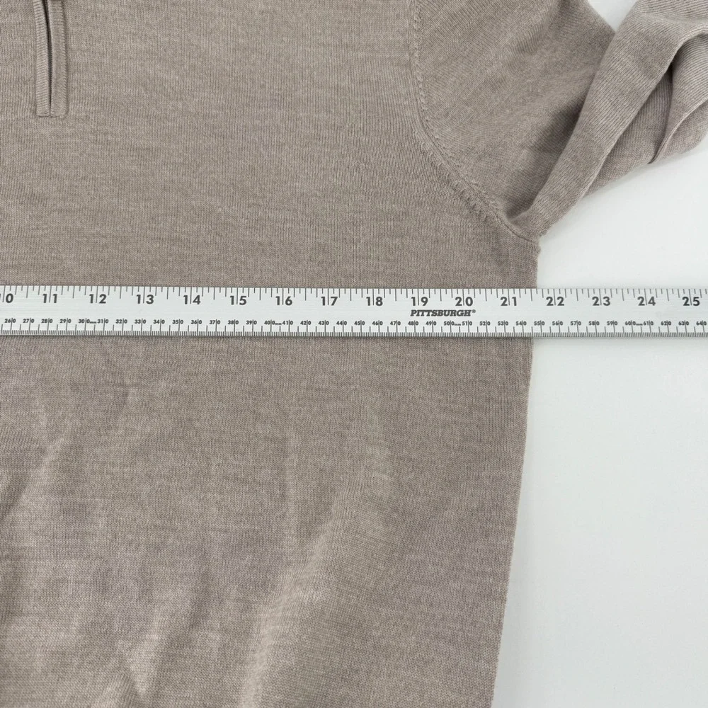 Collars & Co Mens Australian Merino Wool Quarter Zip Sweater Taupe XL NEW